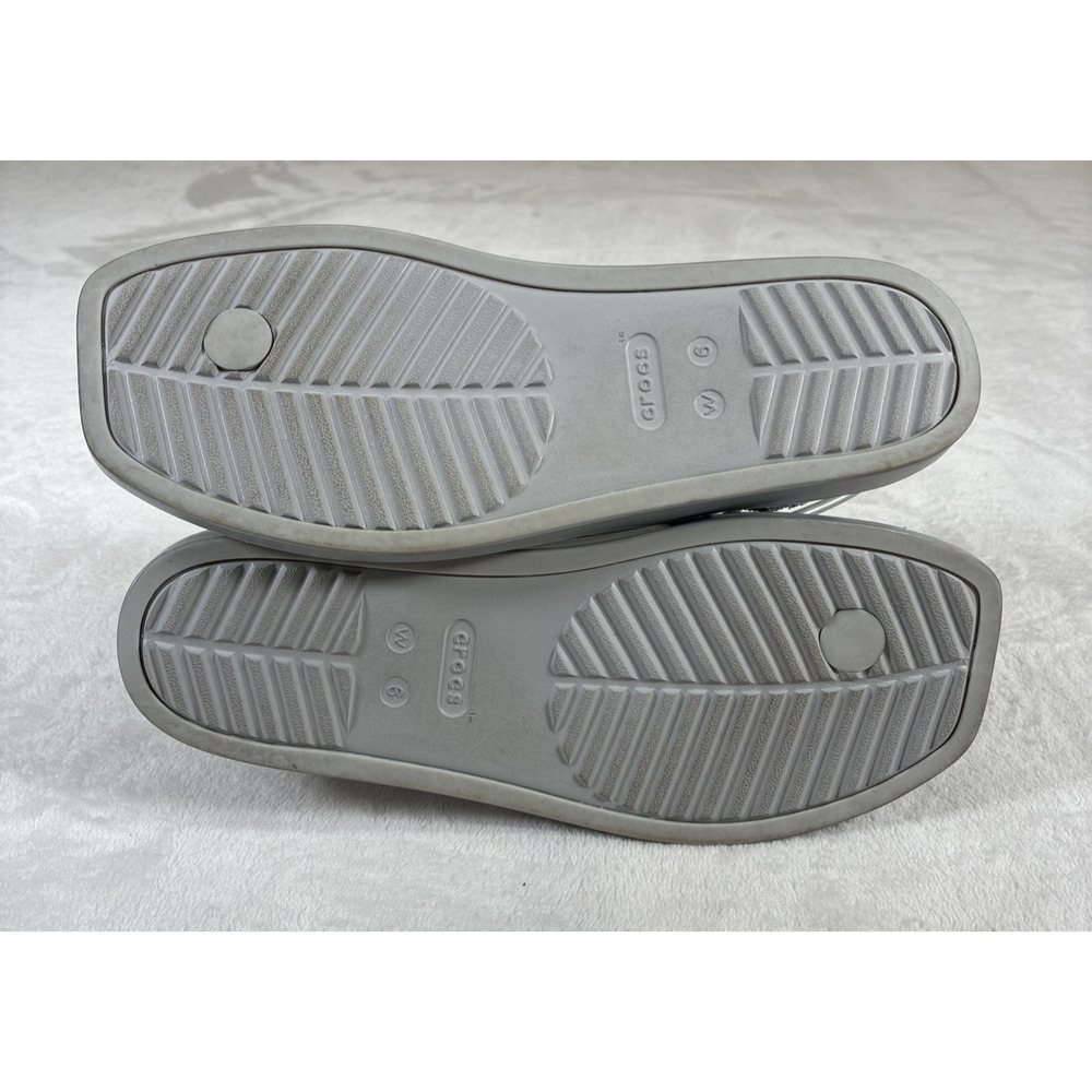 Crocs Miami T Strap Womens Sandals Size W6 Silver Thong Slingback Flat Charity - Picture 9 of 14